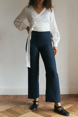 Structured Linen Pant - Navy