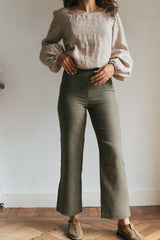 Structured Linen Pant - Khaki