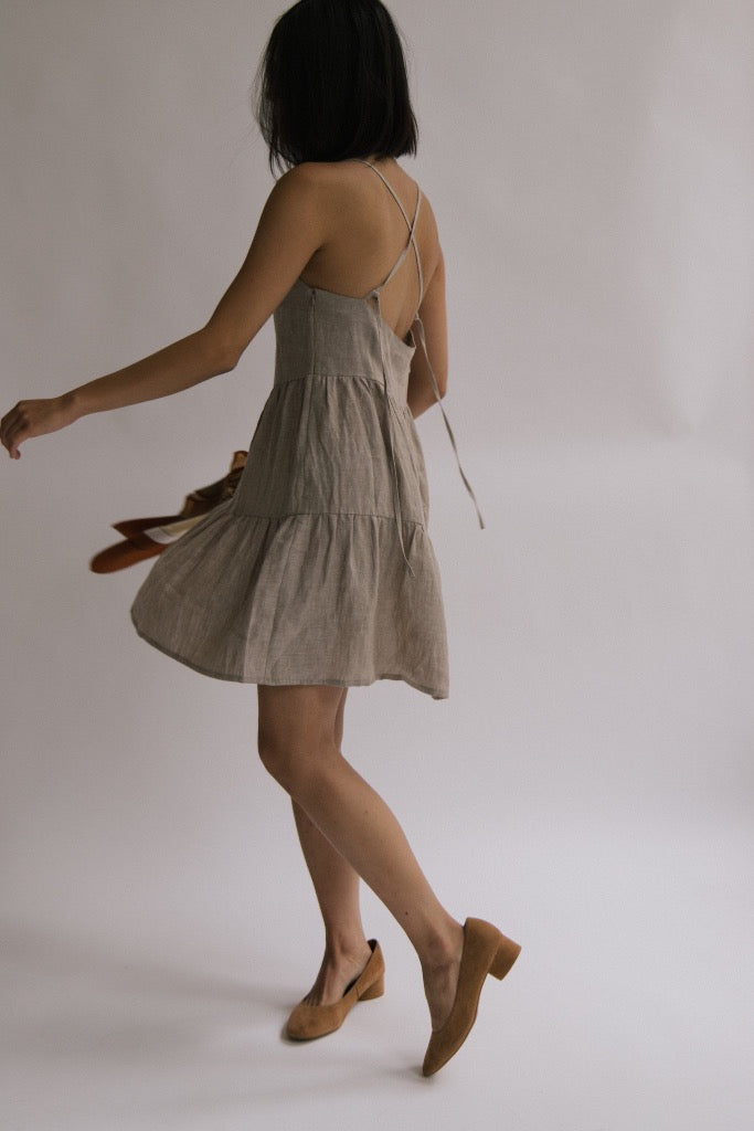 Elodie Tier Dress - Pebble