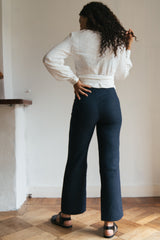 Structured Linen Pant - Navy